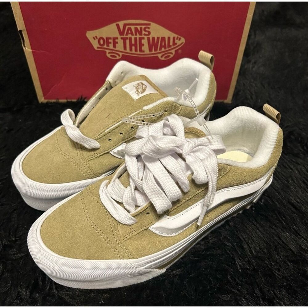 Vans Women's Beige Suede Platform Sneakers